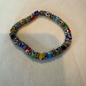Colorful Beaded Bracelet with Silver Accents
